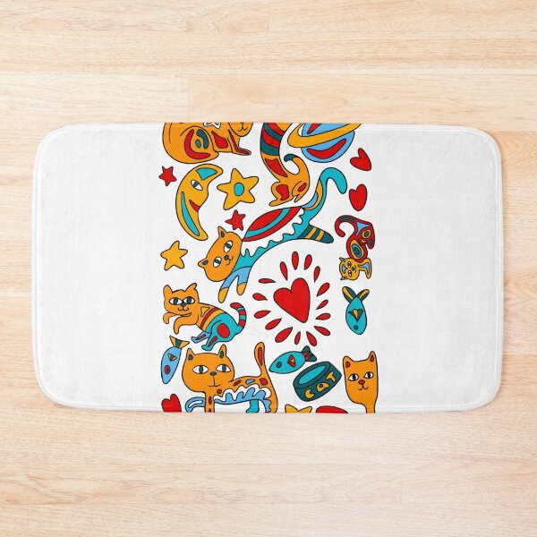 Item preview, Hand drawn colourful artsy cat pattern  designed and sold by BritishDelights.