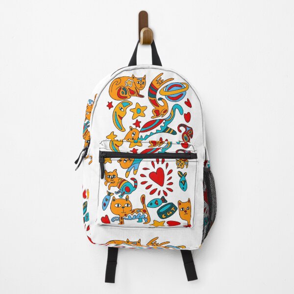 Item preview, Hand drawn colourful artsy cat pattern designed and sold by BritishDelights.