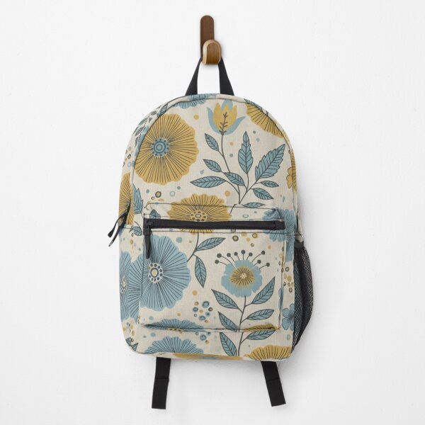 Item preview, Scandinavian Floral Seamless Pattern – Mustard Yellow & Blue Modern Botanical Design designed and sold by HolmeProud.
