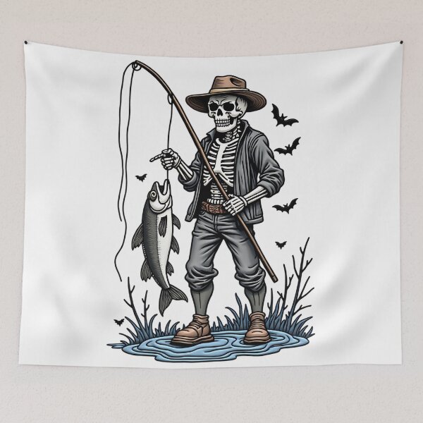 Item preview, Skeleton Fisherman Funny Spooky Fishing Halloween  designed and sold by ArtDesignTp.