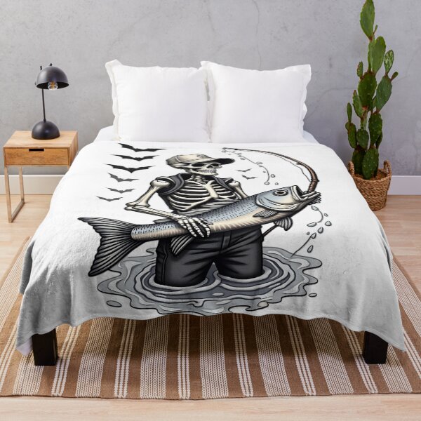 Item preview, Skeleton Fisherman Spooky Fishing Halloween Catch Design designed and sold by ArtDesignTp.