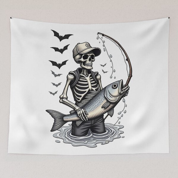 Item preview, Skeleton Fisherman Spooky Fishing Halloween Catch Design designed and sold by ArtDesignTp.