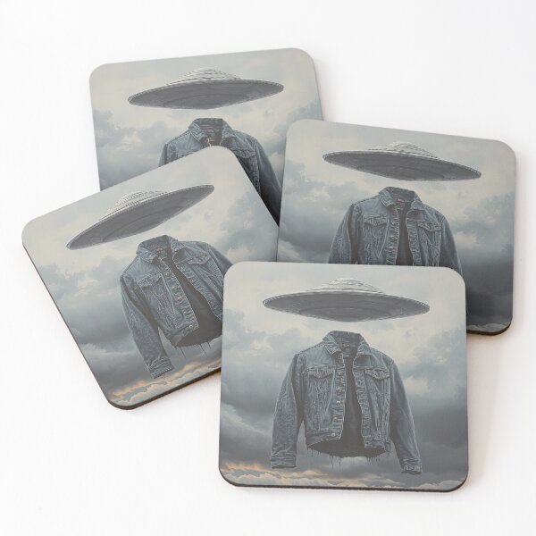 Item preview, Floating Denim Jacket with UFO in Storm Clouds designed and sold by Shannon Hilson.