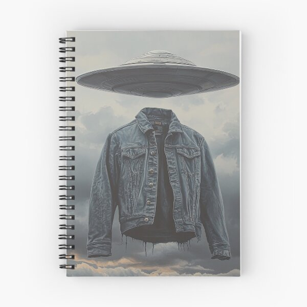 Item preview, Floating Denim Jacket with UFO in Storm Clouds designed and sold by Shannon Hilson.