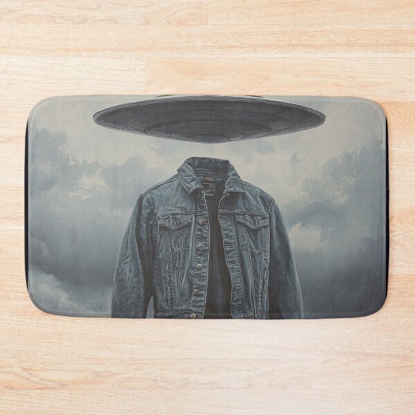 Item preview, Floating Denim Jacket with UFO in Storm Clouds designed and sold by Shannon Hilson.