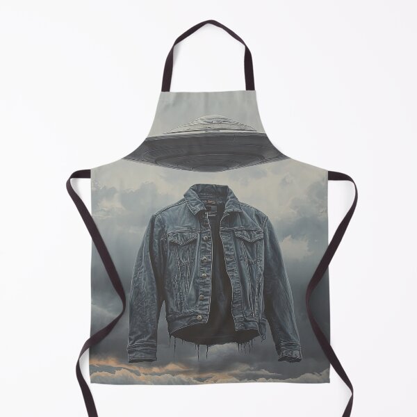Item preview, Floating Denim Jacket with UFO in Storm Clouds designed and sold by Shannon Hilson.
