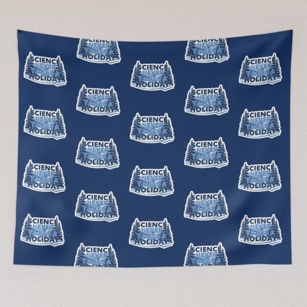Item preview, A festive winter scene and the phrase Science Never Takes a Holiday. designed and sold by LewpyG.