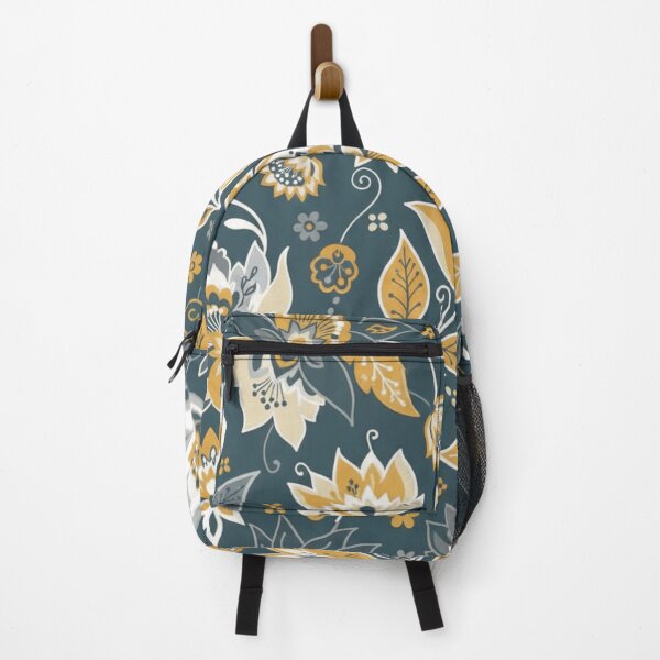 Item preview, Deep Teal Floral Pattern — Stylized Yellow, White & Gray Botanicals designed and sold by HolmeProud.