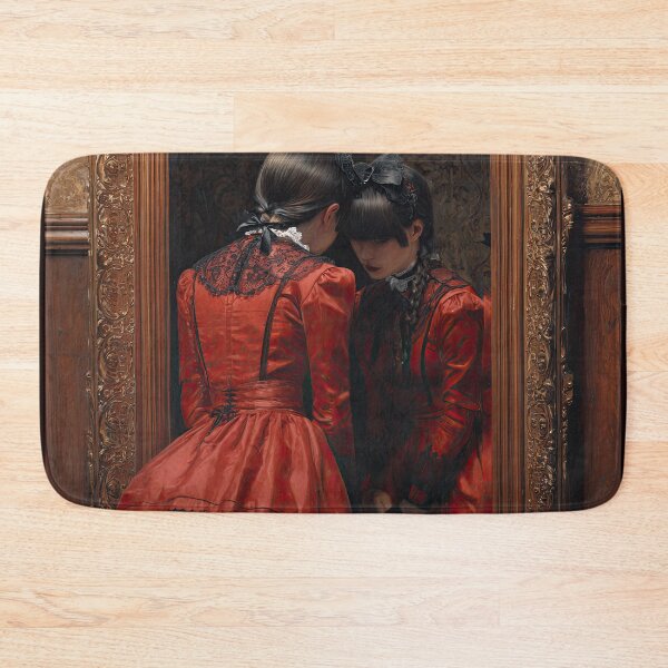 Item preview, Woman in Red Satin Dress Facing Her Reflection designed and sold by Shannon Hilson.