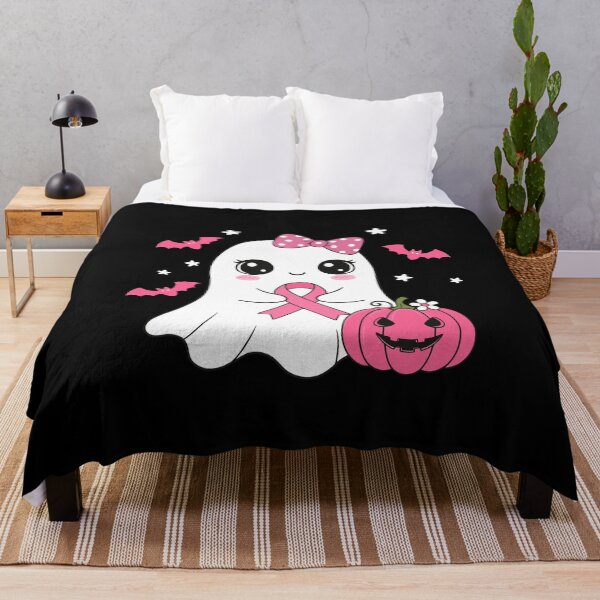 Item preview, Kawaii Pink Ghost Halloween Breast Cancer Awareness Design designed and sold by Fadawich.