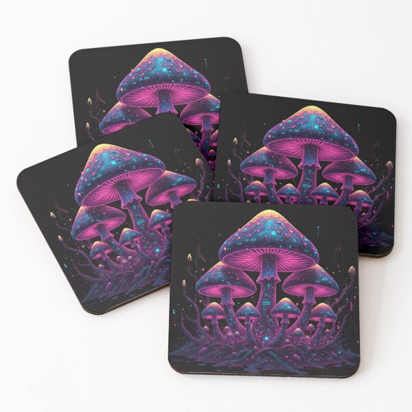 Item preview, Cybernetic Mushroom: Glitch Garden - Unique Neon Bio-Digital Mushroom Art Design designed and sold by trend-forge.