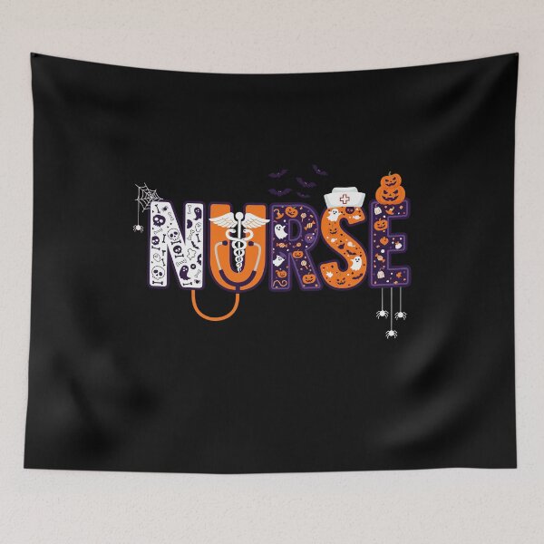 Item preview, Halloween Nurse Word Art Design with Pumpkins and Ghosts designed and sold by Fadawich.