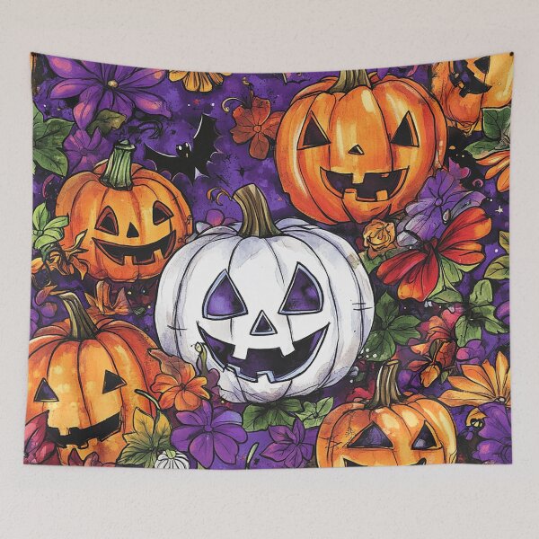 Item preview, Gothic Halloween Jack-O-Lanterns And Purple Flowers Design designed and sold by DEC02.