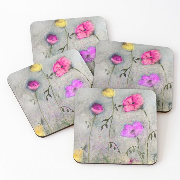 Item preview, Vintage Floral Art | Magenta and Yellow Hand Painting designed and sold by AcuarelasCA.