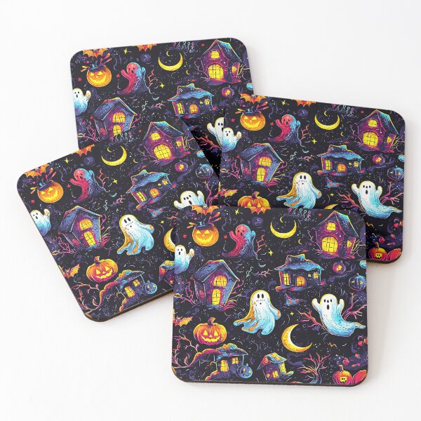 Item preview, Halloween Neon-Bright Ghosts And Jack-O-Lanterns Pattern designed and sold by DEC02.