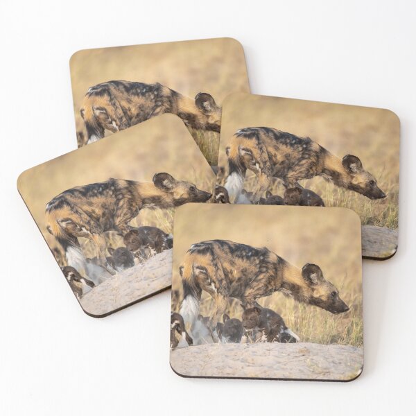 Item preview, Guardians of the Pack – African Wild Dog with Pups designed and sold by DavideAntoniani.
