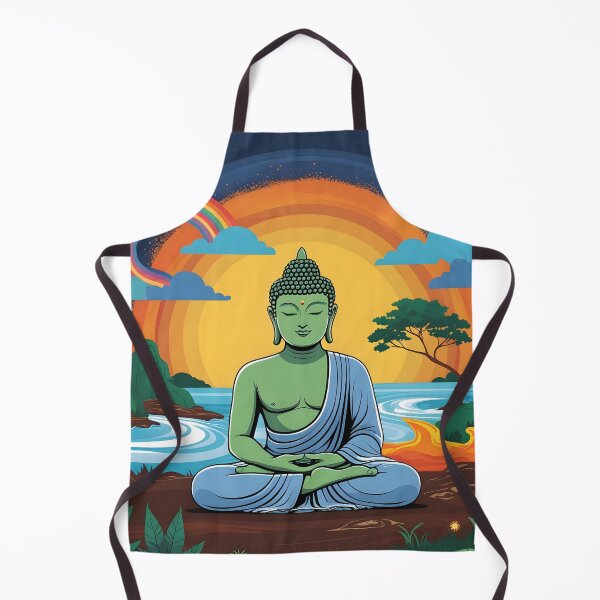 Item preview, Enlightened Peace – Buddha with Rainbow and Nature Elements designed and sold by UrvashiStudio.