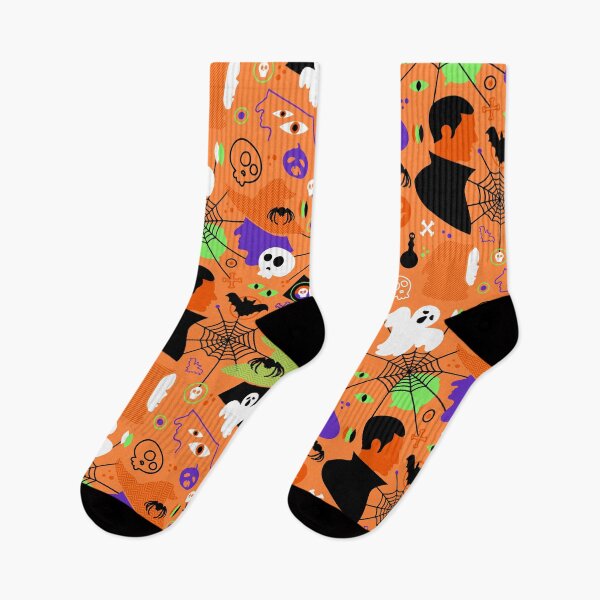 Item preview, Halloween Ghosts, Cobwebs, Bats, And Skulls Colorful Pattern designed and sold by DEC02.
