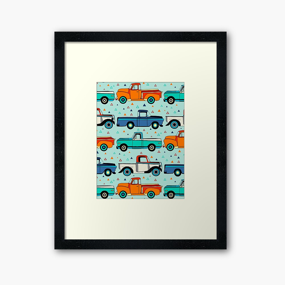 Bright Vintage Trucks Framed Art Print
