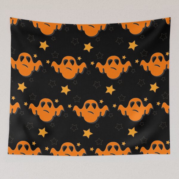 Item preview, Halloween Pumpkin-Orange Ghosts Pattern With Golden Stars designed and sold by DEC02.