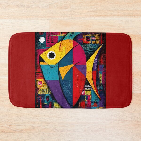 Item preview, Defend the Reefs - Vibrant Geometric Fish with Bold Red, Blue, and Yellow Background designed and sold by OlfactoART Studio.
