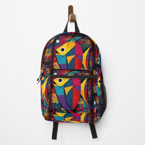 Item preview, Defend the Reefs - Vibrant Geometric Fish with Bold Red, Blue, and Yellow Background designed and sold by OlfactoART Studio.