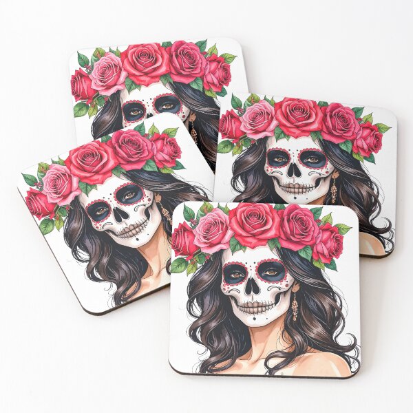 Item preview, SKULL WITH CROWN OF ROSES designed and sold by cubiask.