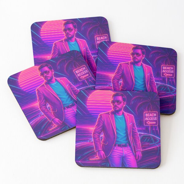 Item preview, Retro Synthwave Beach Nights – Neon Aesthetic Artwork designed and sold by JWsNeonHorizons.