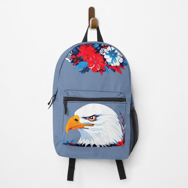 Item preview, White Eagle Head – Bald Eagle with Vibrant Red and Blue Flowers designed and sold by Naturalite19.