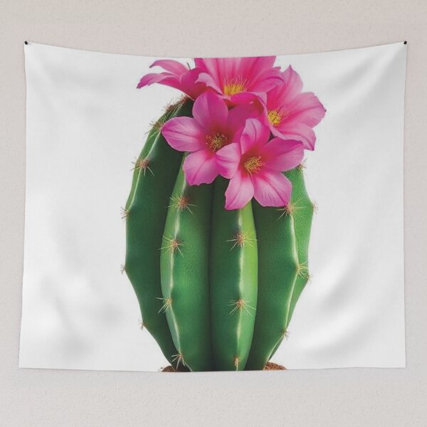 Item preview, A single cactus with vibrant pink flowers designed and sold by AnuNP.