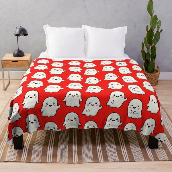 Item preview, Copy of Red Texture CUTE and Adorable GHOST waving Happy Halloween Kawaii designed and sold by DibujandoPorfa.