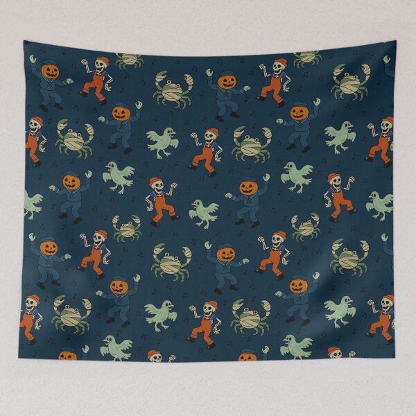 Item preview, Navy Maritime Monster Mash – Dancing Halloween Seamless Pattern designed and sold by AtelierBrumeArt.