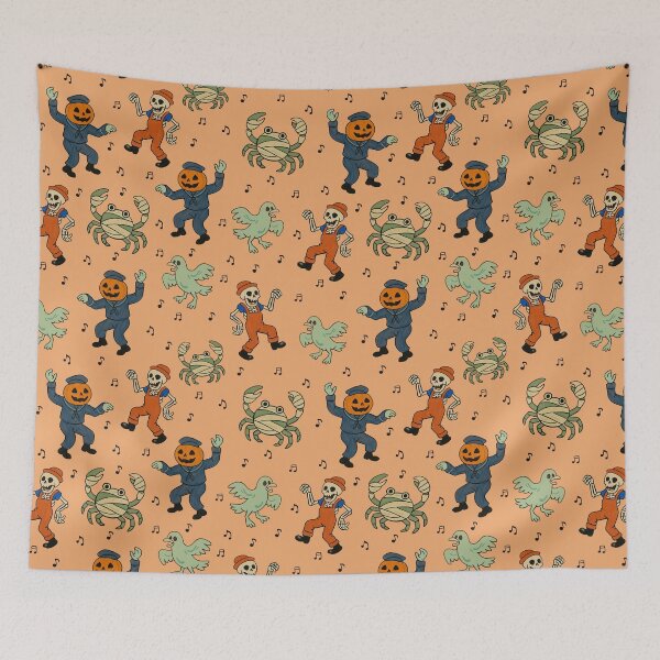 Item preview, Peach Maritime Monster Mash – Dancing Halloween Seamless Pattern designed and sold by AtelierBrumeArt.