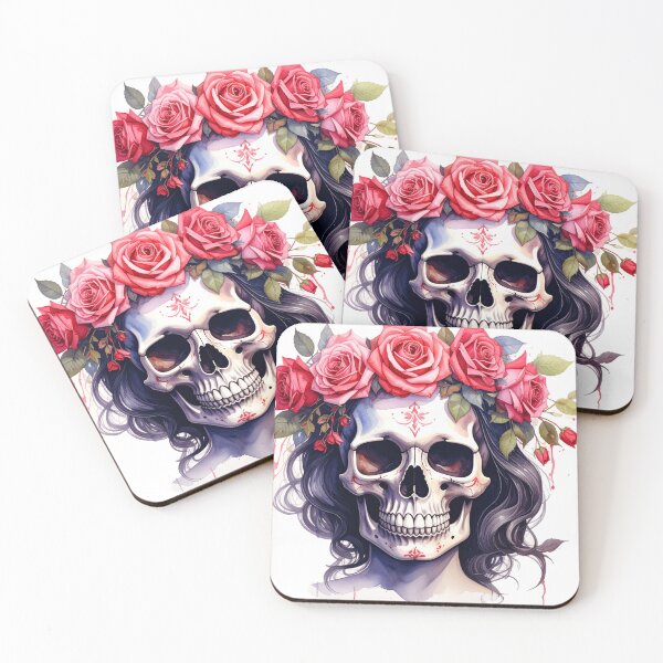 Item preview, SKULL WITH CROWN OF ROSES designed and sold by cubiask.
