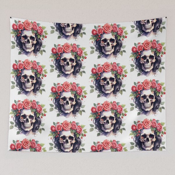 Item preview, SKULL WITH CROWN OF ROSES designed and sold by cubiask.