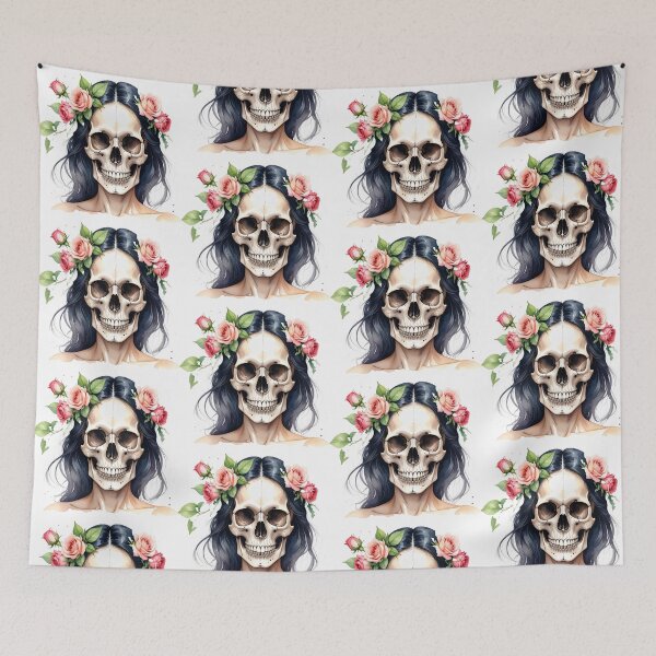 Item preview, SKULL WITH CROWN OF ROSES designed and sold by cubiask.