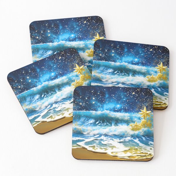 Item preview, Fantasy Ocean Waves With Golden Stars Exquisite Art designed and sold by DEC02.