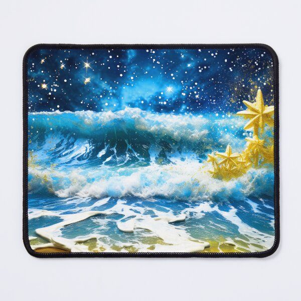 Item preview, Fantasy Ocean Waves With Golden Stars Exquisite Art designed and sold by DEC02.