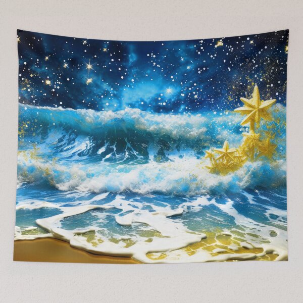 Item preview, Fantasy Ocean Waves With Golden Stars Exquisite Art designed and sold by DEC02.