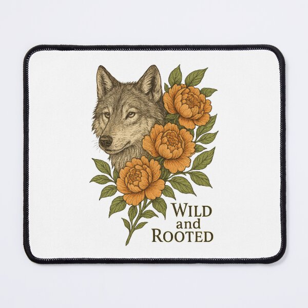 Item preview, Wild and Rooted Wolf and Peony Floral Design designed and sold by inkoutninja.