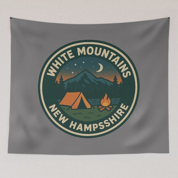 Item preview, Camping NH White Mountains New Hampshire Retro Badge Design designed and sold by Youssef-BM.