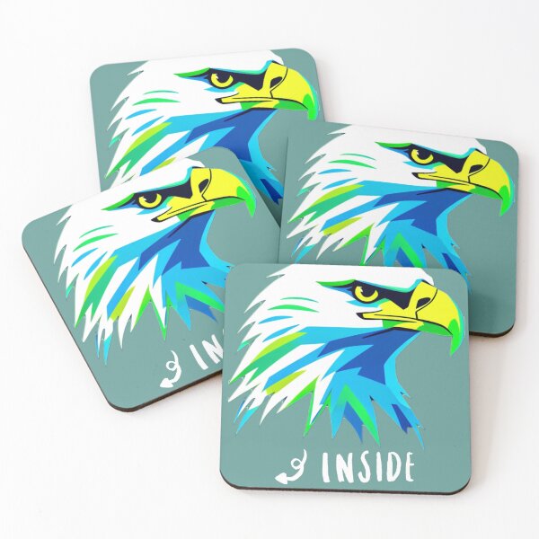 Item preview, Geometric Neon Eagle – Bald Eagle in White, Green & Blue Line Art designed and sold by Naturalite19.