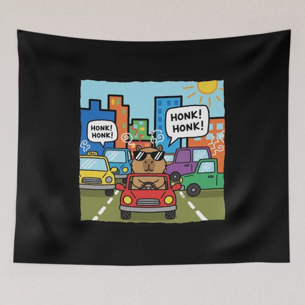 Item preview, Chill Capybara Meme – Tiny Car in Traffic Jam designed and sold by Whisky1111.