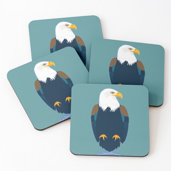 Item preview, Playful Minimalist Eagle – Fun Bald Eagle in White & Dark Blue designed and sold by Naturalite19.