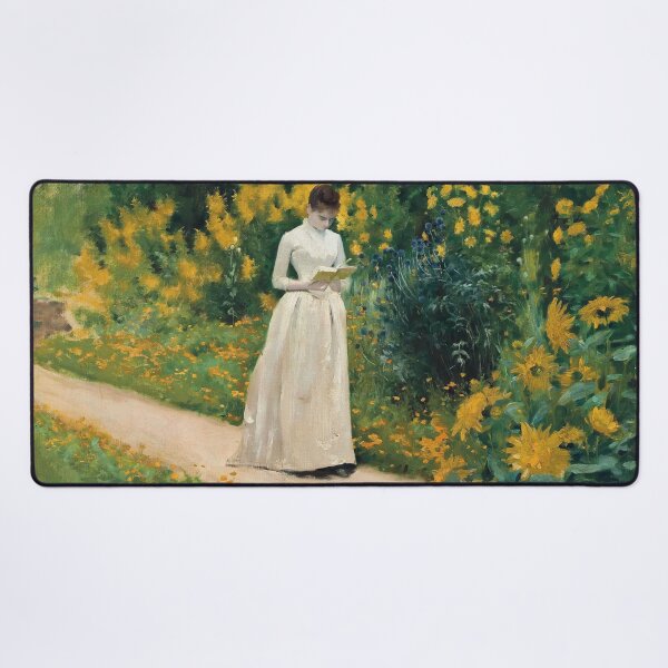 Item preview, Reading on the garden path (1883) - Albert Aublet designed and sold by Candie-Shop.