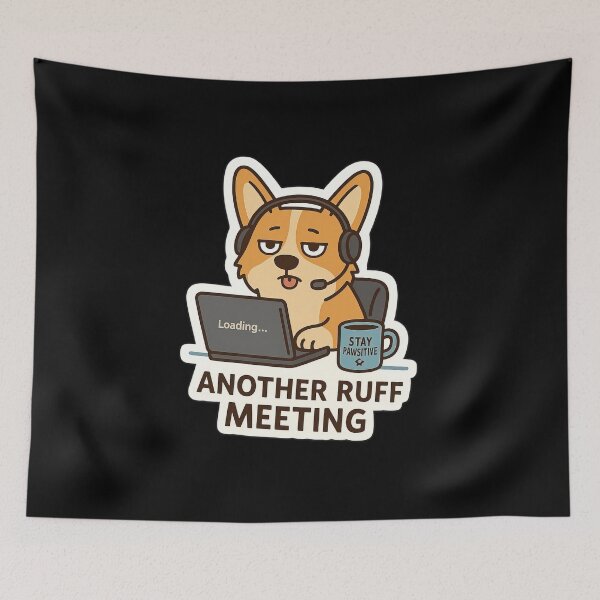 Item preview, Funny Corgi Work From Home Sticker – Dog Zoom Meeting Humor designed and sold by Samuel	 Collings.