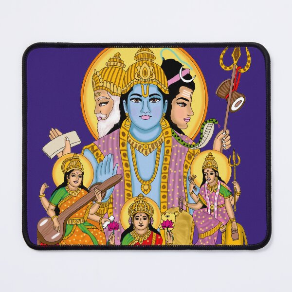 Item preview, Brahma Vishnu Shiva Digital Painting | Hindu Tridev Artwork | Creator Preserver Destroyer Divine Wall Art designed and sold by Harshit_Digital_Arts.