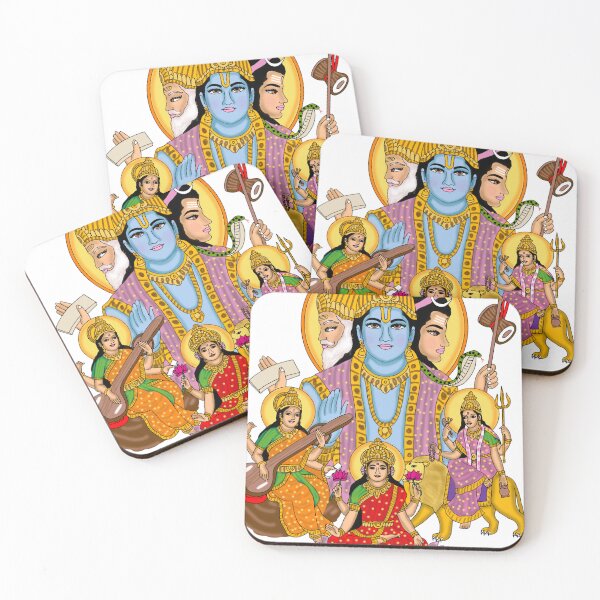 Item preview, Brahma Vishnu Shiva Digital Painting | Hindu Tridev Artwork | Creator Preserver Destroyer Divine Wall Art designed and sold by Harshit_Digital_Arts.