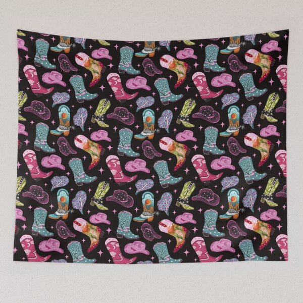 Item preview, Cowgirl boot and hat seamless pattern designed and sold by pinkyfish1010.