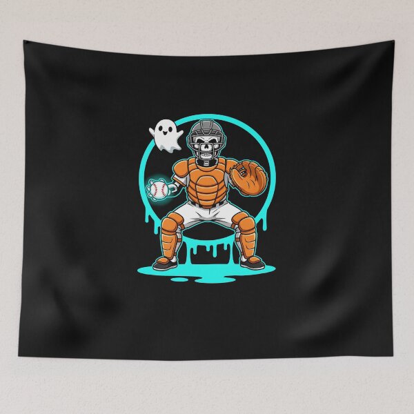 Item preview, Halloween Skeleton Baseball Catcher  designed and sold by facegm.